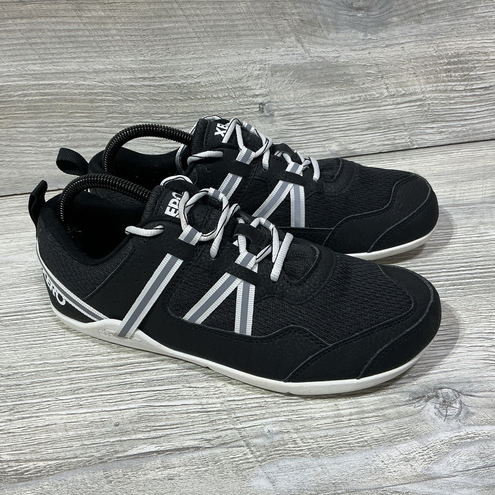Xero Shoes Prio Minimalist Athletic Sneakers Women's Black White Low Top US 8.5